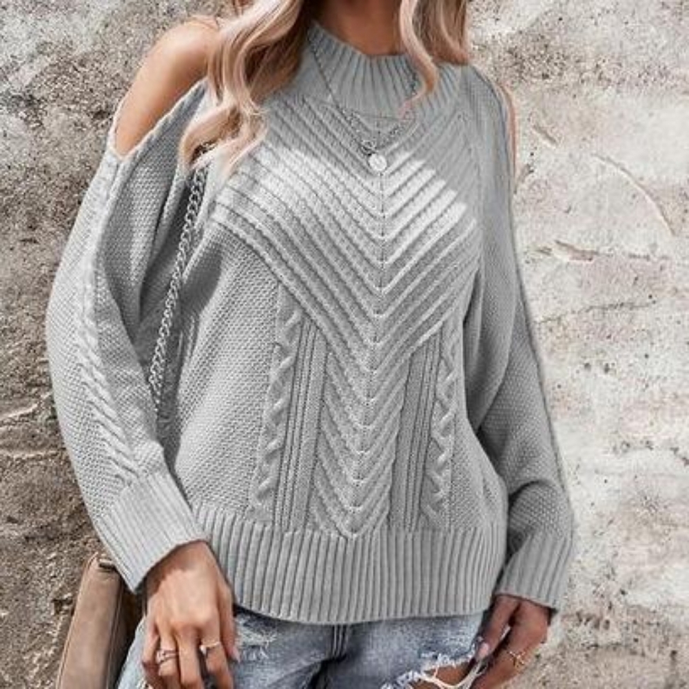 COLD SHOULDER KNIT SWEATER